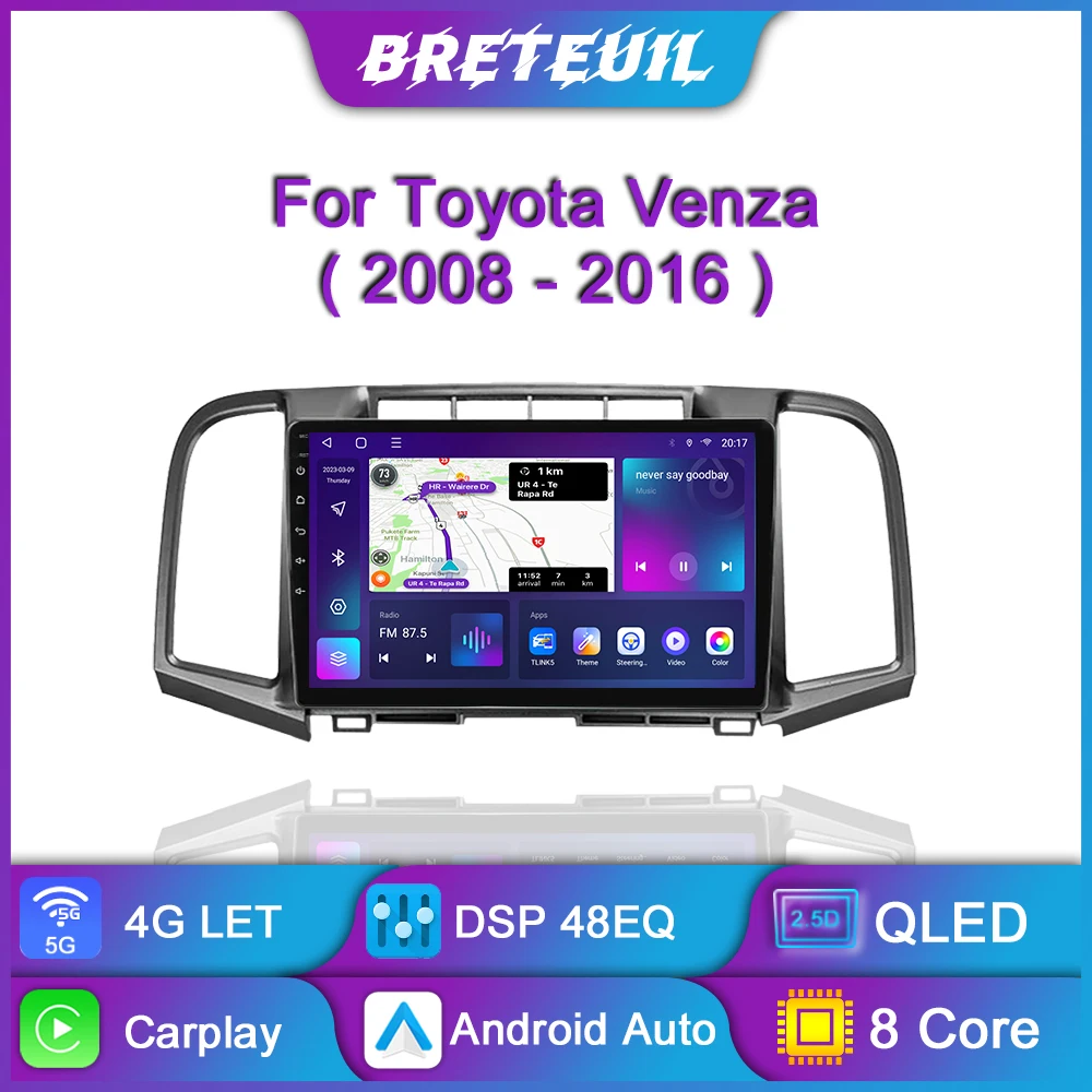 For Toyota Venza 2008 - 2016 Android Car Radio Multimedia Video Player Navigation GPS Carplay QLED Touch Screen Auto Stereo WIFI