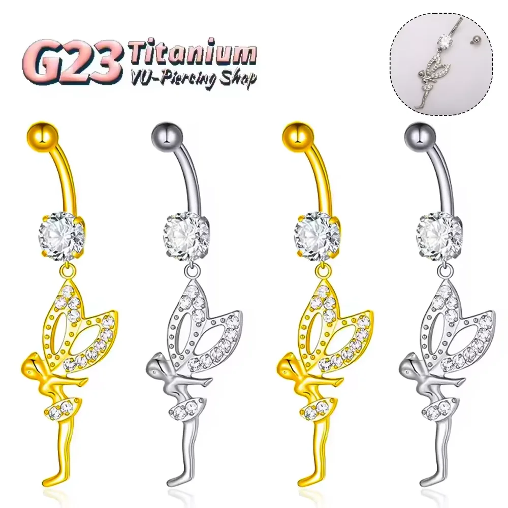 

ASTM F136 Titanium Alloy Fashion Fairy Zirconia Banana Belly Button Ring 14G Internal Thread Sexy Navel Piercing Body Jewelry