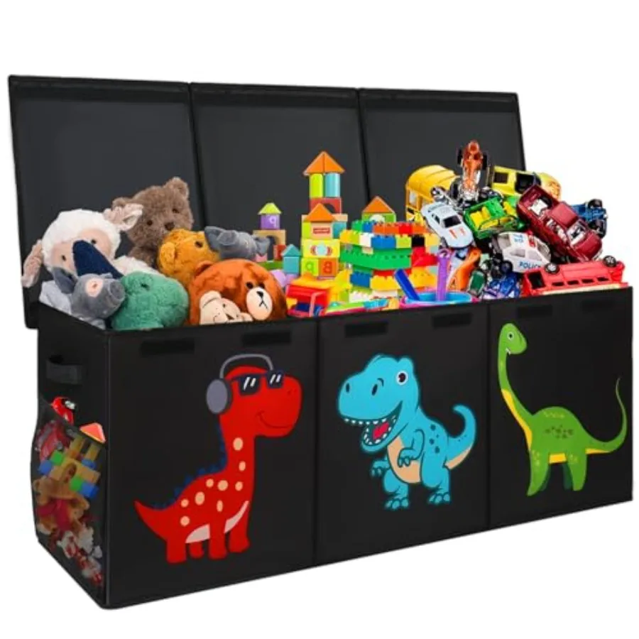

Extra Large Toy Box Chest Collapsible Sturdy Storage Organizer Bins with Lids Black Toy Chest for Boys Girls 40"x16"x16" Toy St