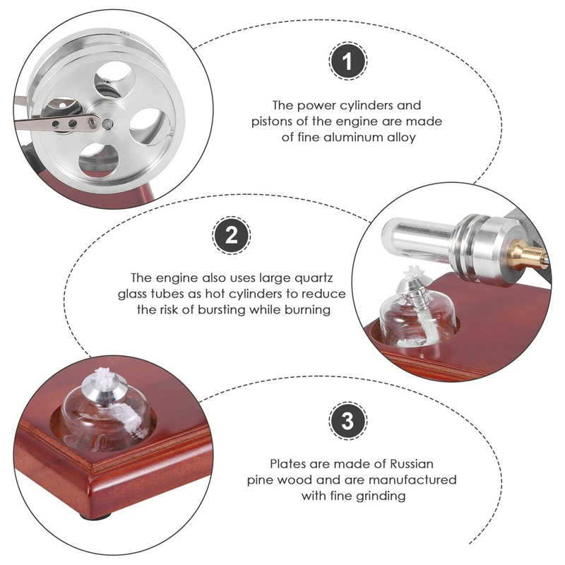 Hot Air Stirling Engine Twin Flywheels Education Toy Electricity Power Generator Science Experiment Toy Gift Model