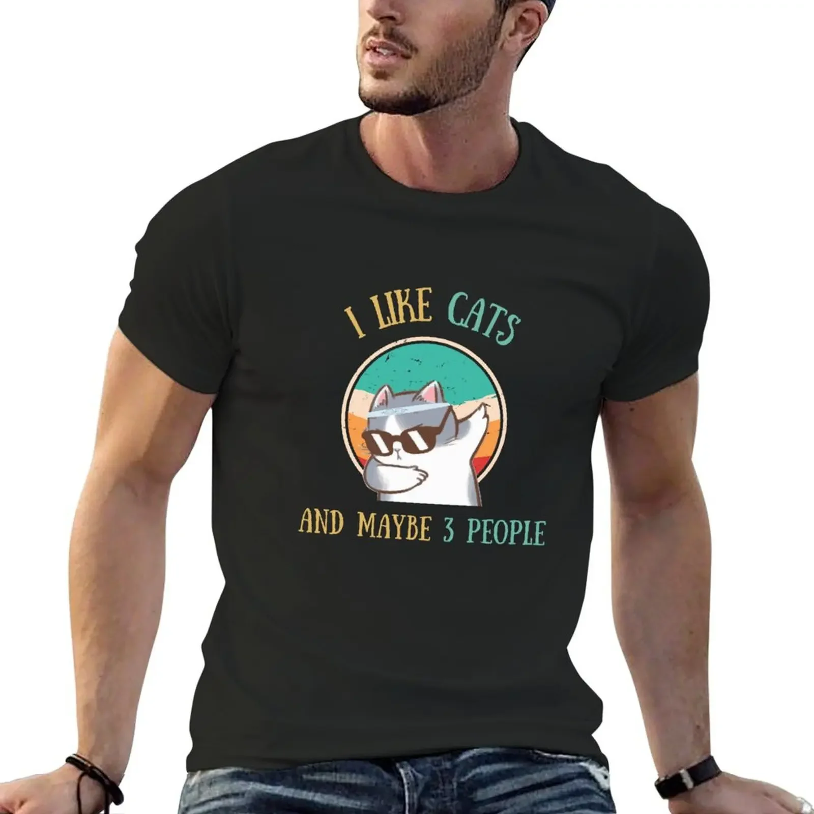 

I Like cats and maybe 3 people - Cat lover T-Shirt man clothes cotton graphic tees mens fashion