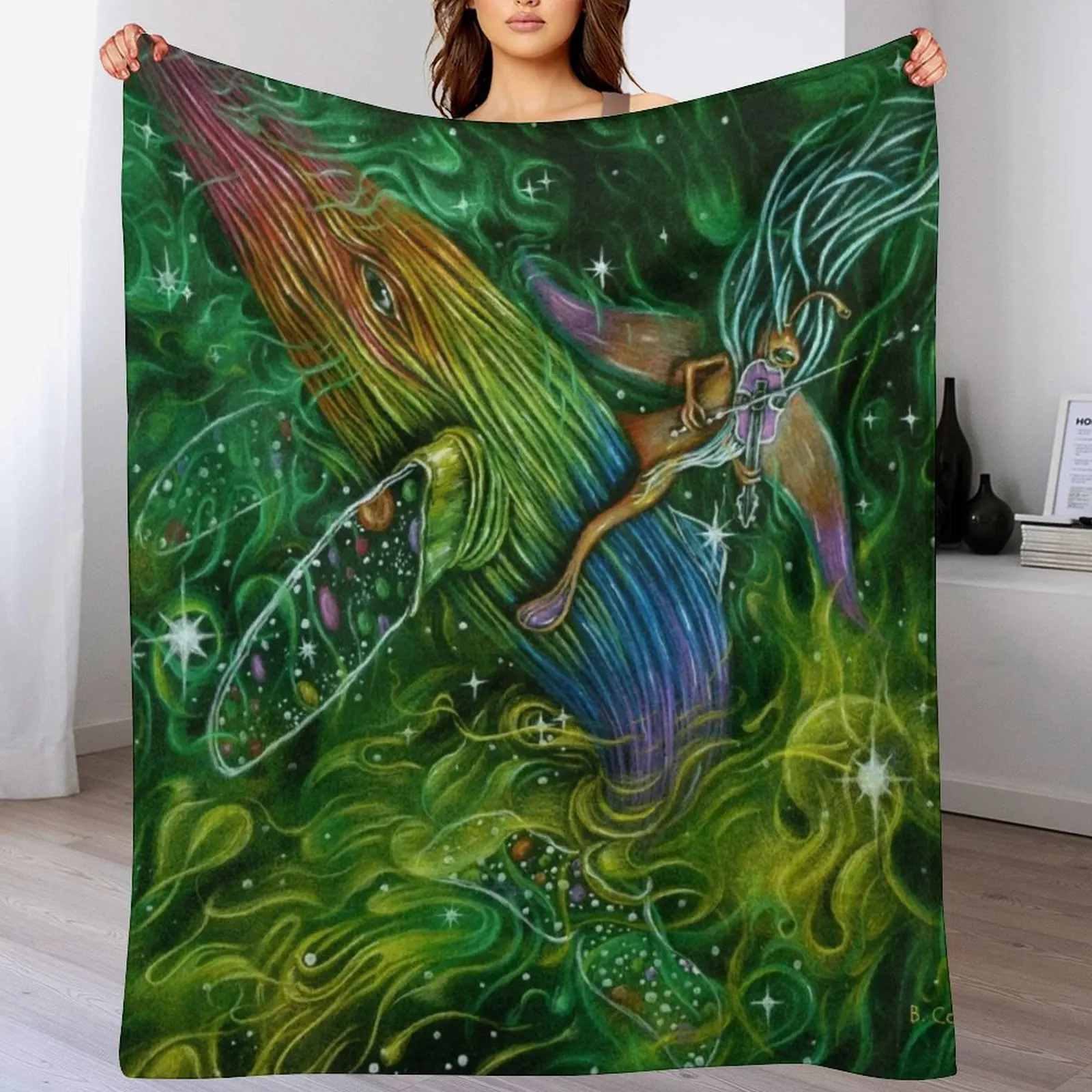 

Star Fiddle & the Starback Whale (Courage) Throw Blanket Cozy Throw Blanket for Bed Sofa Chair