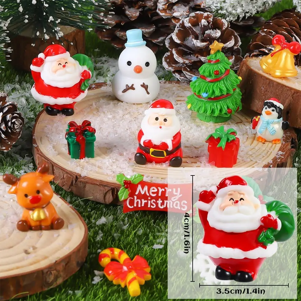 32Pcs Christmas Miniature Figurines Mini Small Xmas Resin Ornaments for Goodie Bag Fillers Holiday Party Favors Decorations