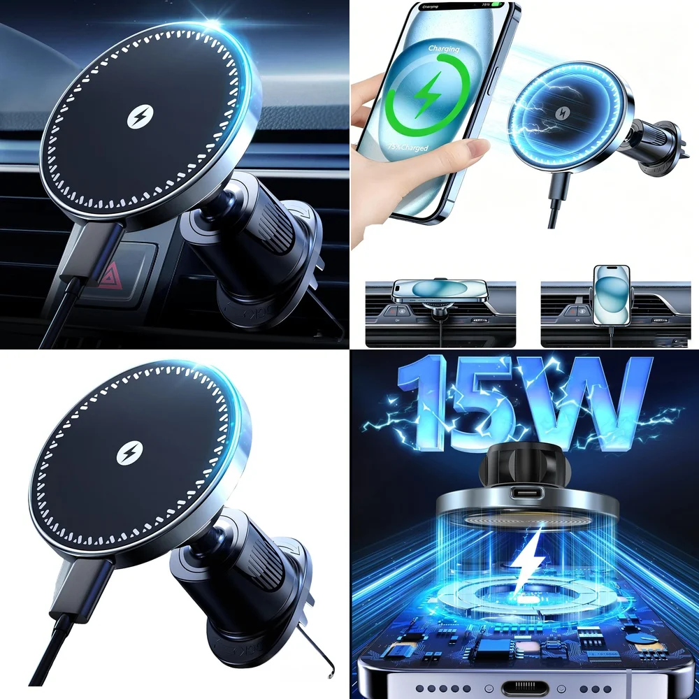 Trending Chargers Adapters 2026 Magnetic Wireless Car Charger Air Vent Car Mount Phone Holder Consumer Electronics Accessories