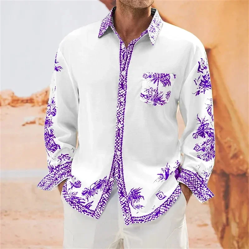 Camisa de manga larga de estilo callejero para hombre, camisa de un solo pecho con colores contrastantes, MB12