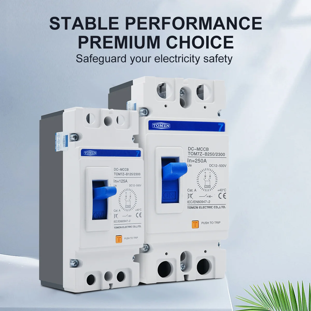TOMZN 2P DC B Curve 500V DC Solar Molded Case Circuit Breaker MCCB Overload Protection Switch Protector Solar Photovoltaic PV