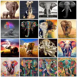 Animal Elephants DIY Paint By Numbers Set Acrylic Paints 40*50 Canvas Painting Wall Paintings Crafts For Adults Wholesale Handic