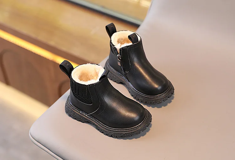 Herbst-Winter Baby Kinder Kurze Stiefel Warme Jungen Mädchen Schuhe PU-Leder Kinderstiefel Modische Kleinkindstiefel Kinder Schneeschuhe – Detail 11