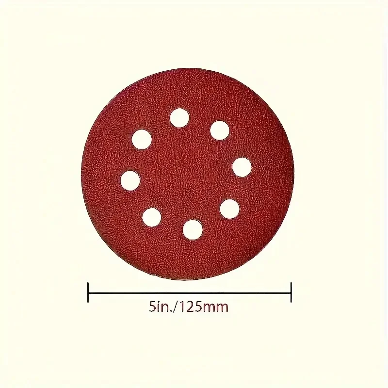 50 Stück 5 Zoll 125mm Schleifscheiben mit Acht Löchern, Schleifpapier Körnung 60-1000, Klett-Schleifscheiben zum Polieren – Detail 1