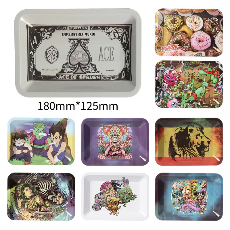 18*12.5cm Metal Tobacco Rolling Tray Cigarette Smoking Accessories Dish Tin Storage Plate Small Roller Container