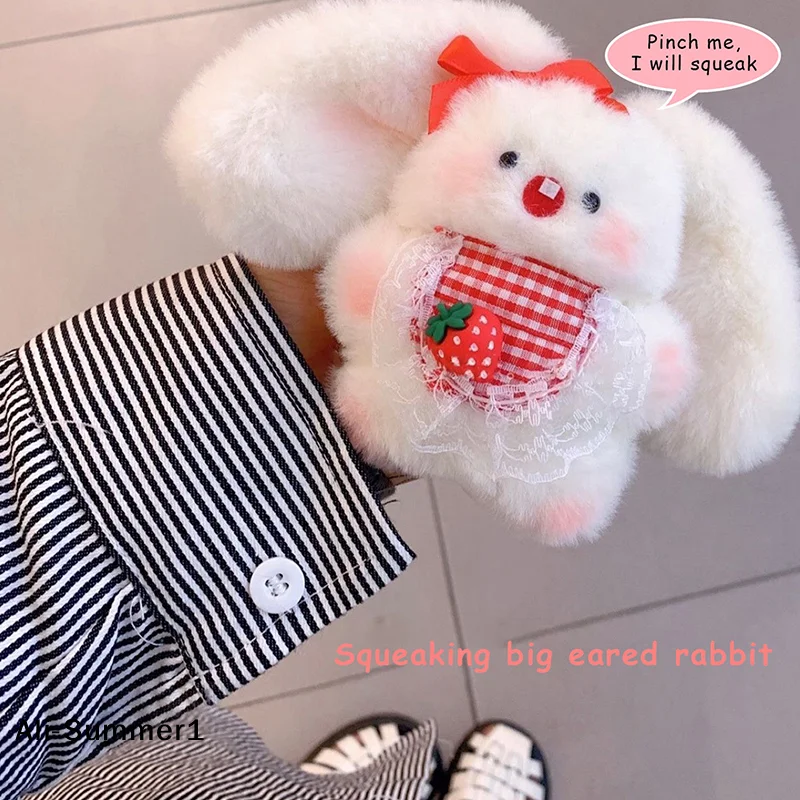 

【E】1 шт. Милый плюшевый брелок-кролик с пищалкой, плюшевая подвеска-кролик с большими ушами, брелок-зайчик для фестивалей, кукла-брелок, подвеска для сумки