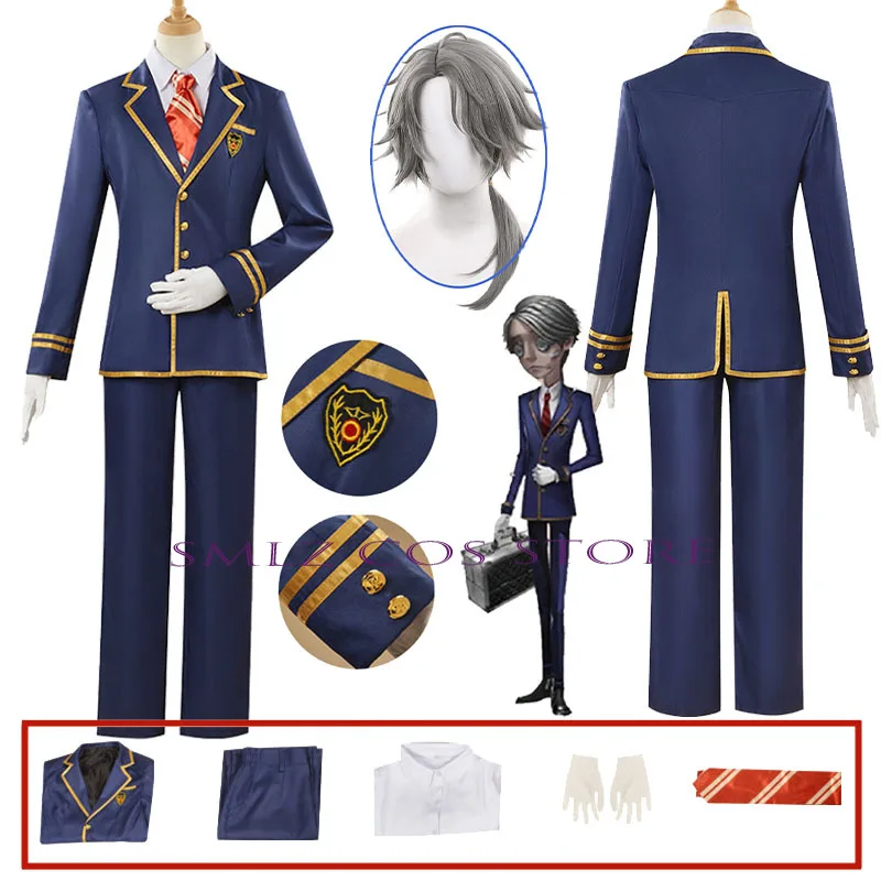 

Game Aesop Carl Suit Embalmer Cosplay Identity ⅤCostume Man School Dark Blue Uniform Party Carnival Play Outfit for Men Woman