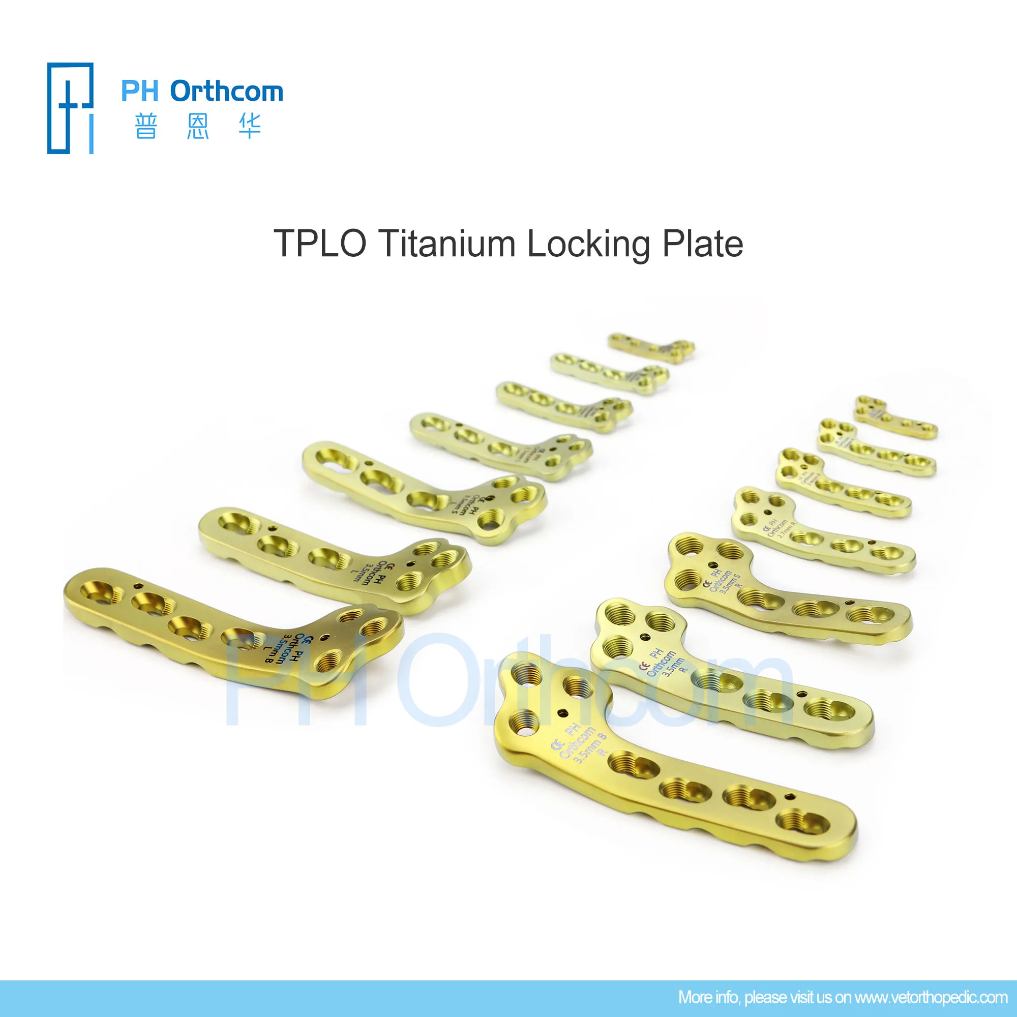 PH Orthcom 3.5mm Titanium TPLO Locking Plates Veterinary Orthopedic Manufacturers Canine Anterior Cruciate Ligament Repair China