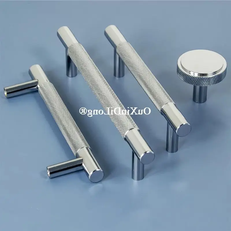 หรูหรา 4PCS ทองเหลือง Knurled T-Bar เฟอร์นิเจอร์ดึงจับลิ้นชักตู้ตู้เสื้อผ้าตู้เสื้อผ้า Dresser ตู้ประตูดึง