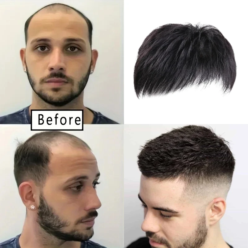 

HAIRTIME Man Clip in Toupee Wig with 4 Clips 100% Human Hair t Men Toupee