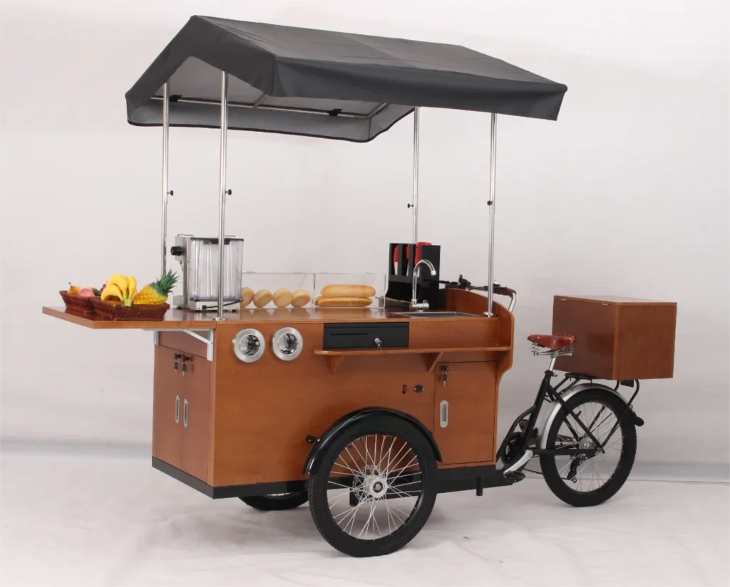 OEM Adult 3 Wheels Food Bike Fast Electric Cargo Tricycle for Sale Europe Commercial Coffee Hot Dog Vending Cart