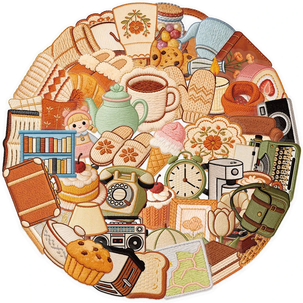 10/30/50pcs Transparent Embroidery Style Pattern Stickers Kawaii Cartoon Sticker DIY Luggage Phone Diary Vintage Creative Decals