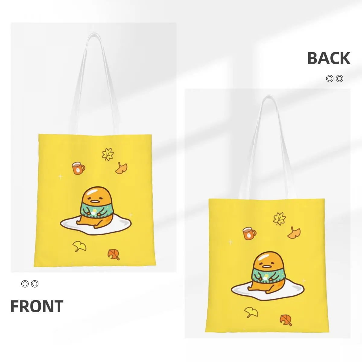 Unisex Gudetama The Lazy Egg Tote Bags Canvas Grocery Bag for Girl Handbags