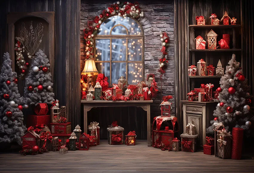 Mehofond-Contexto de Natal interno para fotografia, brilho para janela de inverno, presente para crianças, festa familiar, fundo retrato, estúdio fotográfico