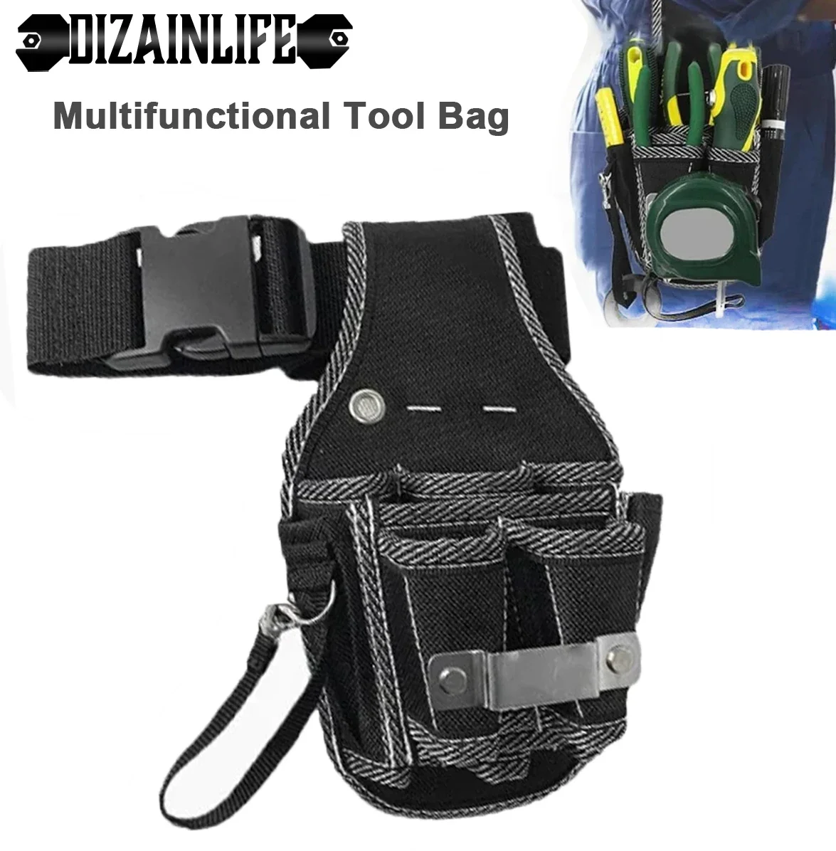 Tool Bag Waist Pack Belt Nylon Fabric Utility Kit Holder Bag Tool Electrician Waist Pocket Pouch Bag Garden Tool Kits Waist Pack