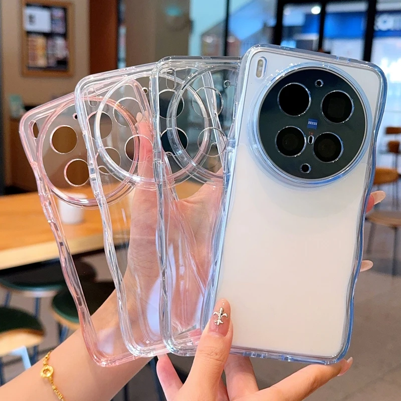 Wavy Transparent Phone Case for Vivo X300 Pro X300Ultra Shockproof Slim Full Camera Protective Shell Soft Frame Hard Back Cover