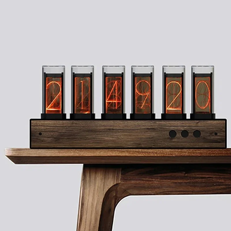 Vintage Electronic Desktop Luxury Nixie Tube Clock Table Digital Ideas Wood Creative Digital Light Desk Clock Watch Decor Gift