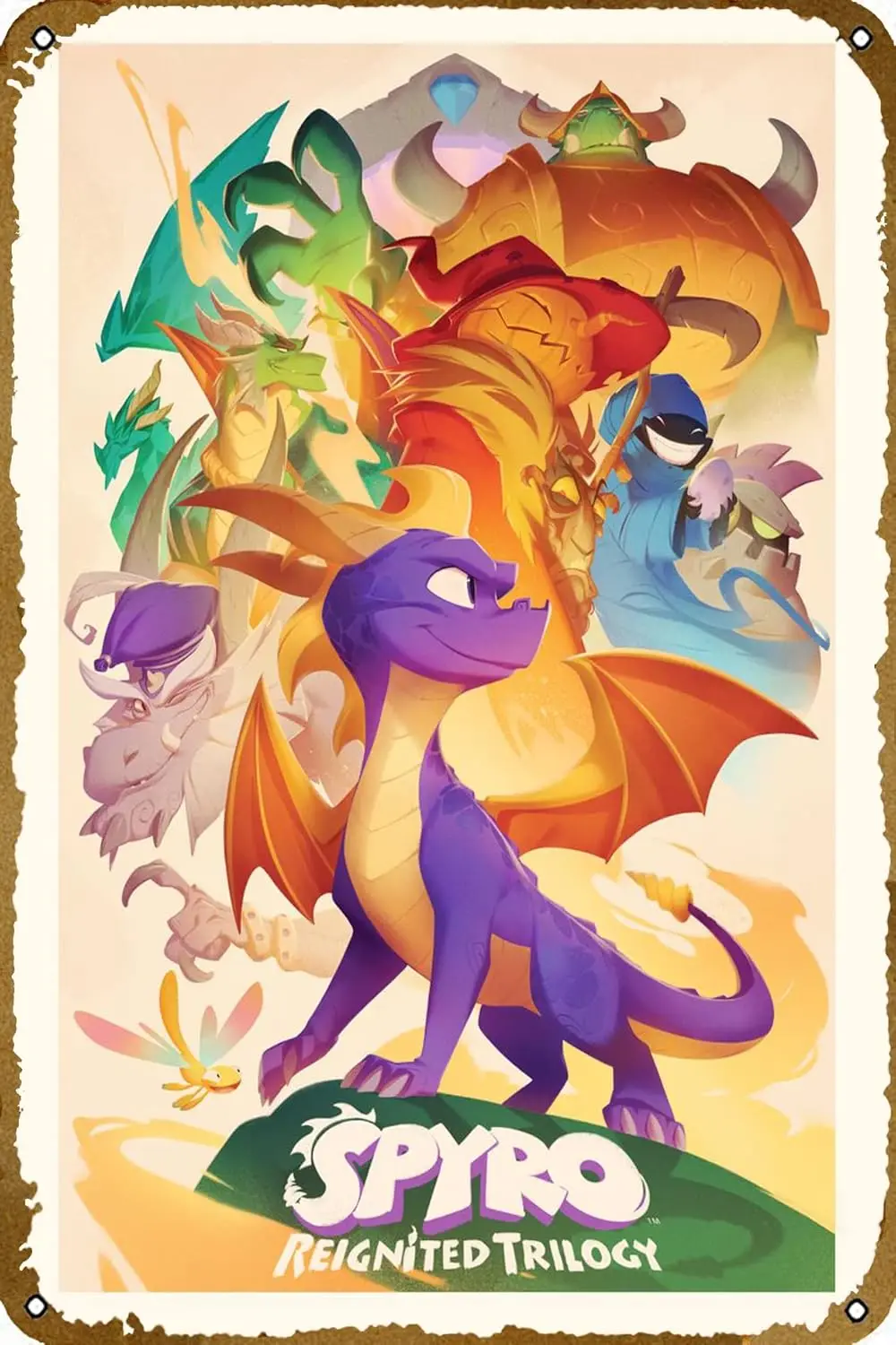 Spyros World Poster Video Game Metal Tin Sign Gaming Cool Wall Decor Gifts for Gamers