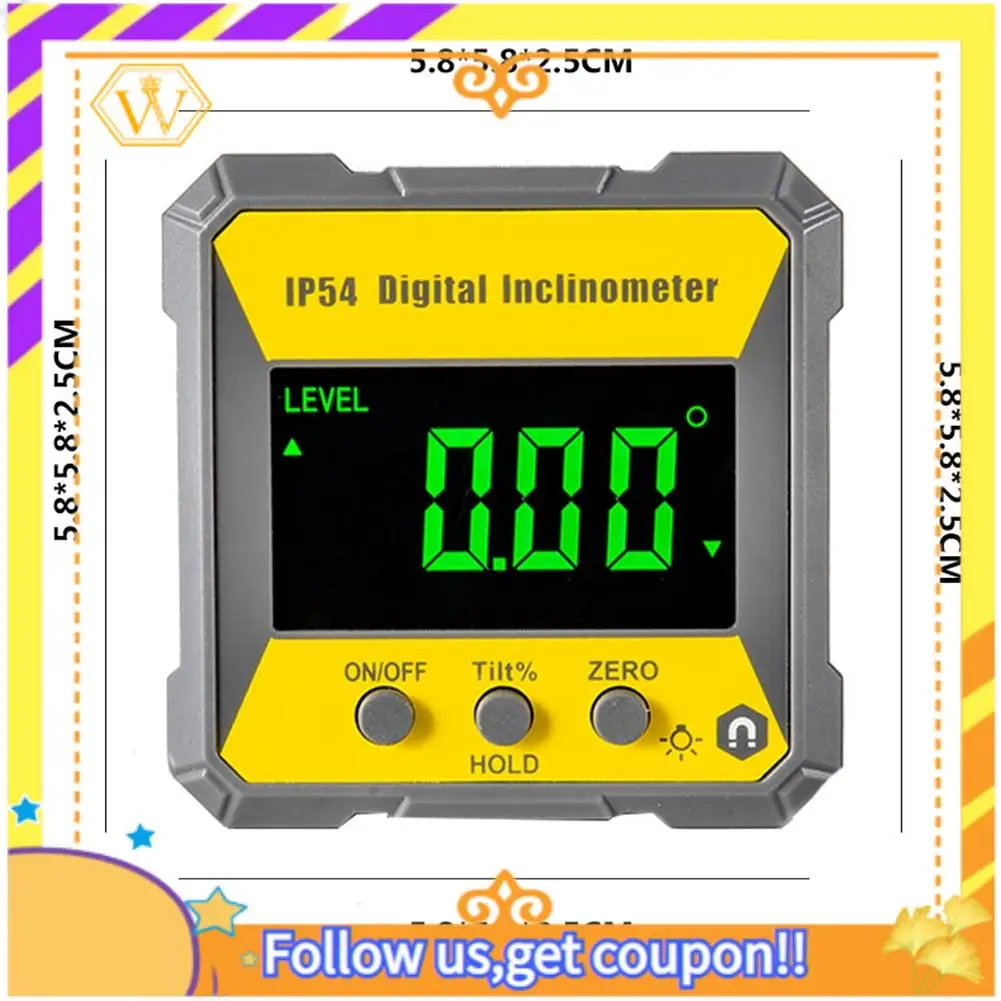 A01K-IP54 4X90 Degree Digital Inclinometer Angle Protractor Backlight Protractor Slope Meter Magnetic Electronic Goniometer