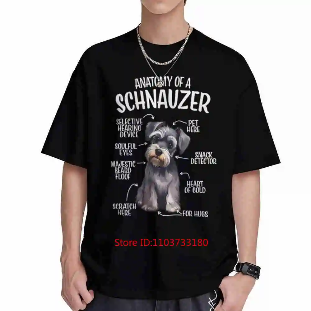 Camiseta de manga corta 100% algodón con diseño de anatomía del Schnauzer Miniatura