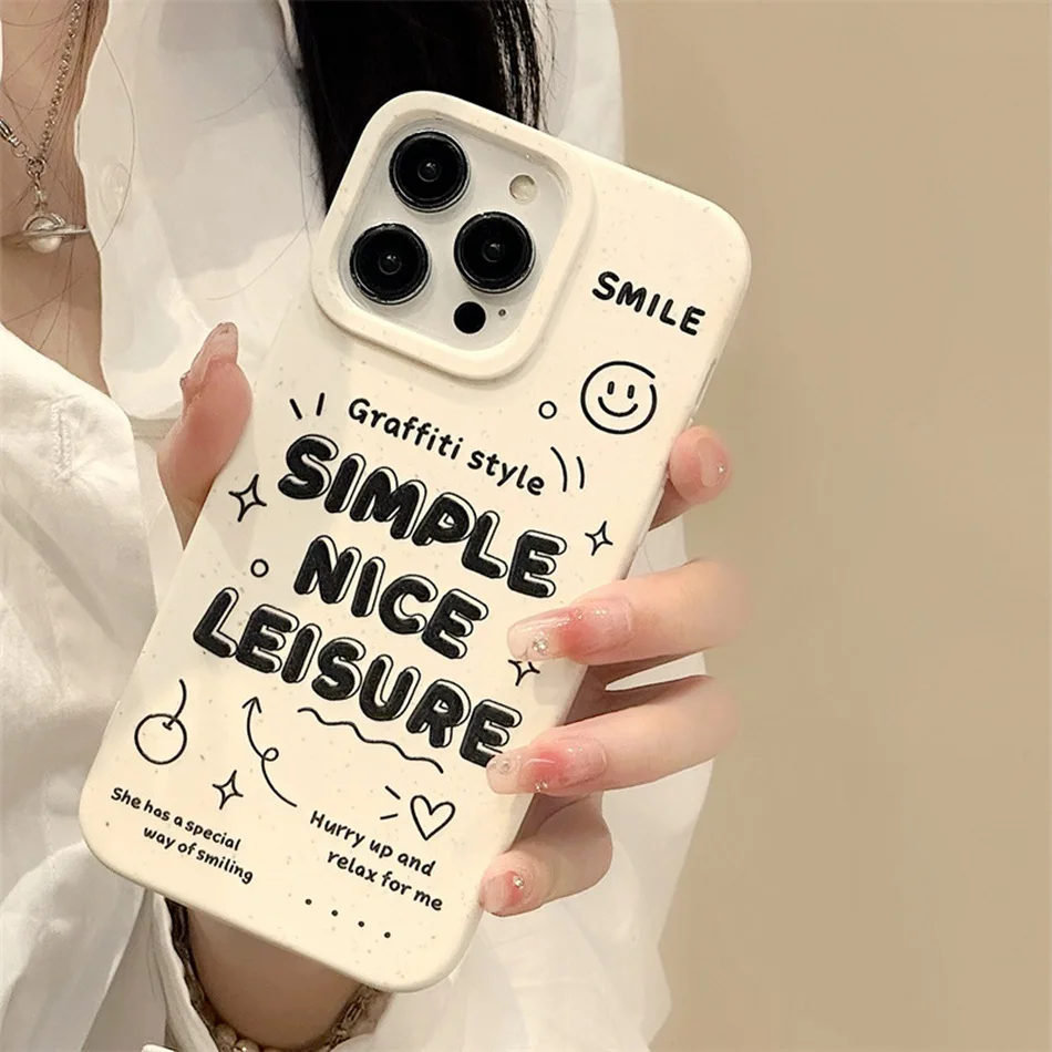 Biodegradable Wheat Phone Case For iPhone 15 14 Plus 13 12 11 Pro Max XR XS Max 6 7 8 Plus Fashion INS Letter Print Soft Cover image 2