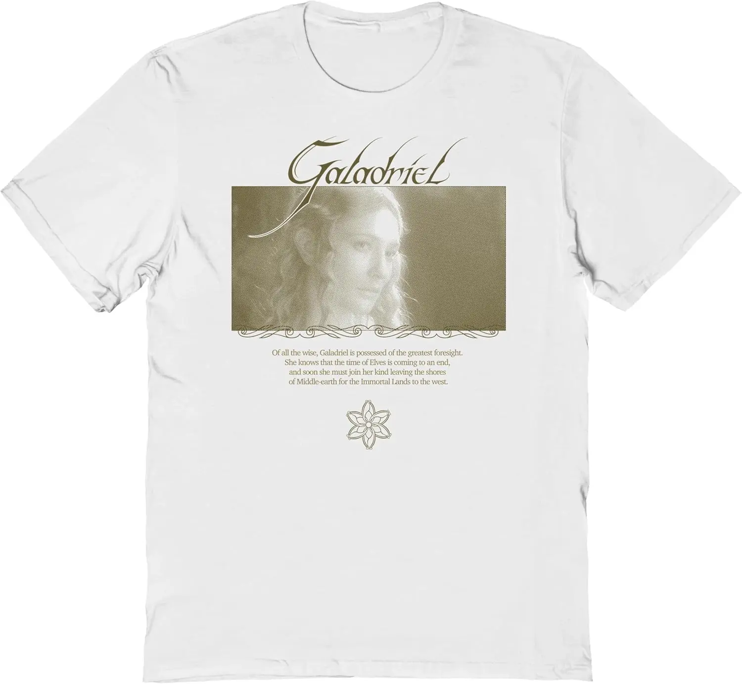 Lord of The Rings Galadriel Lady of The Galadhrim Adult Short Sleeve T Shirt Vintage Style Graphic Tees