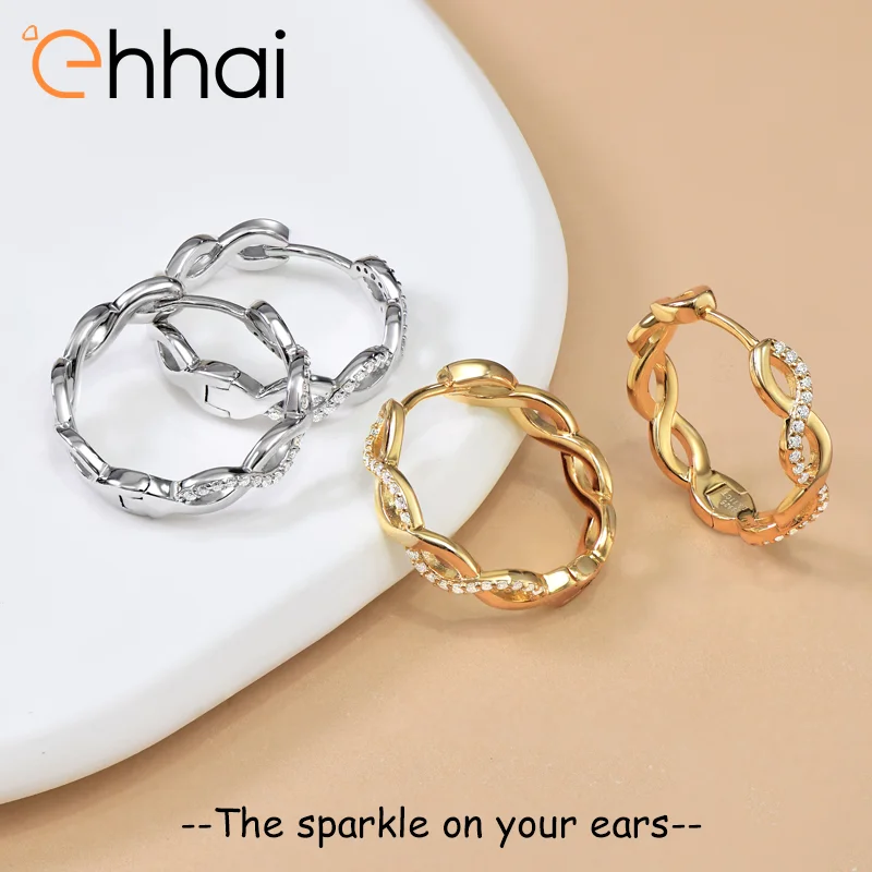 

Сертифицированные Ehhai GRA 1 мм круглые витые серьги-кольца из муассанита для женщин, серьги из стерлингового серебра 925 пробы, ювелирные изделия Pendientes