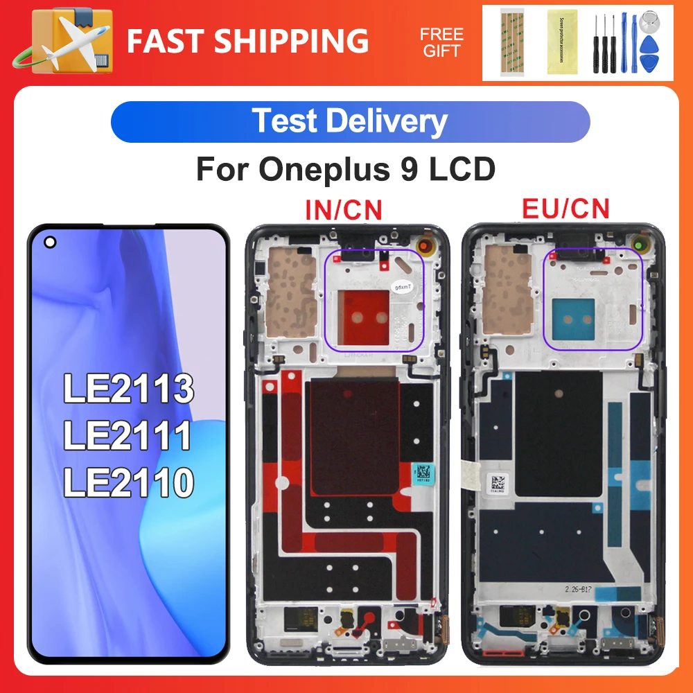 For OnePlus 9 6.55''Tested 1+9 LE2113 LE2111 LE2110 LE2117 LE2115 LCD Display Touch Screen Digitizer Assembly Replacement