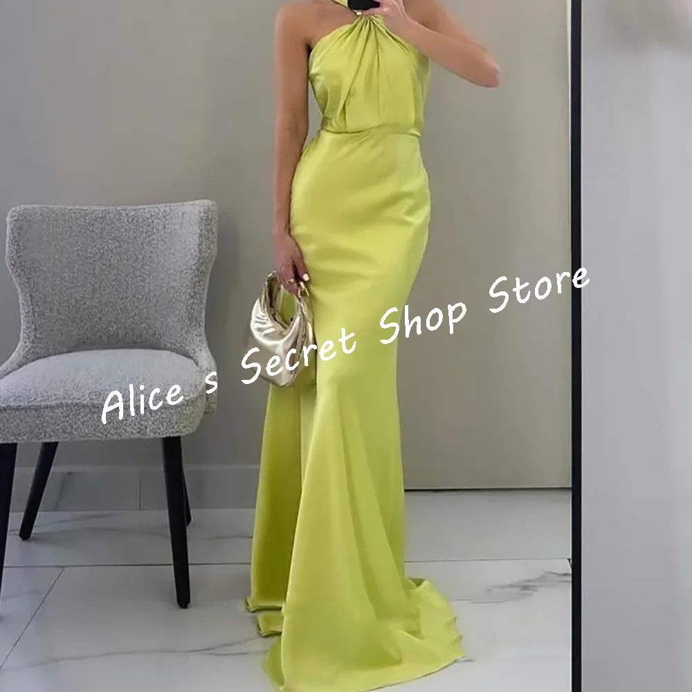 

Modern Candu Color Halter Simple Sleeveless Mermaid Formal Evening Dresses Birthday Party Prom Gowns Customized