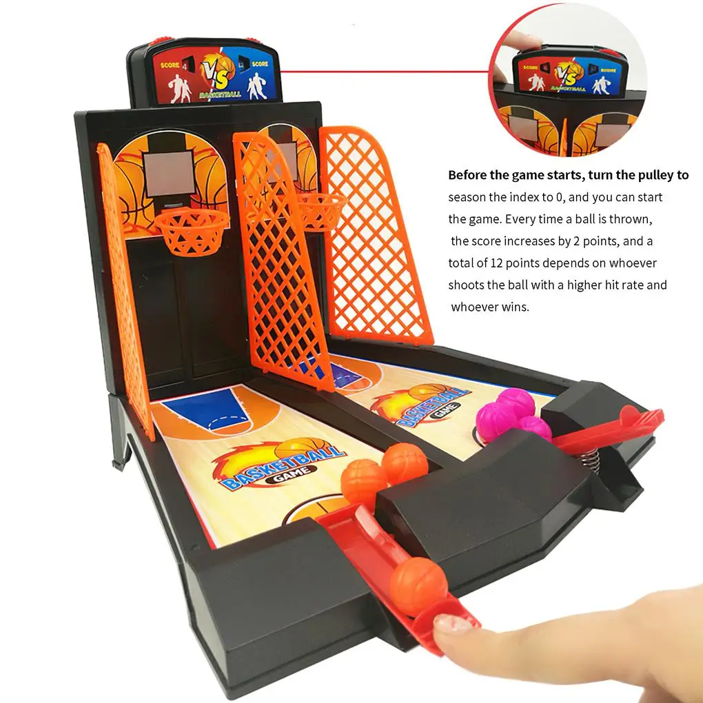 Juego de baloncesto de escritorio, juguetes, mesa de 2 jugadores, juegos de Arcade, expulsión de dedos, cancha de baloncesto, tiro emulacional inteligente