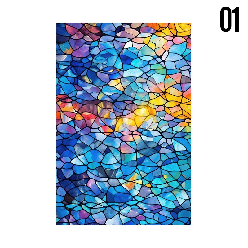 Multi Size Window Privacy Film Retro Church Stained Glass Films Frosted Sticker Window Home Bathroom Balcony Office Decor Film