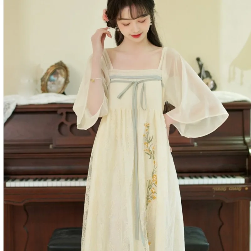 2026-new-summer-pregnant-women's-fashionable-dress-chinese-embroidery-maternity-medium-to-long-length-square-collar-dress-lj329