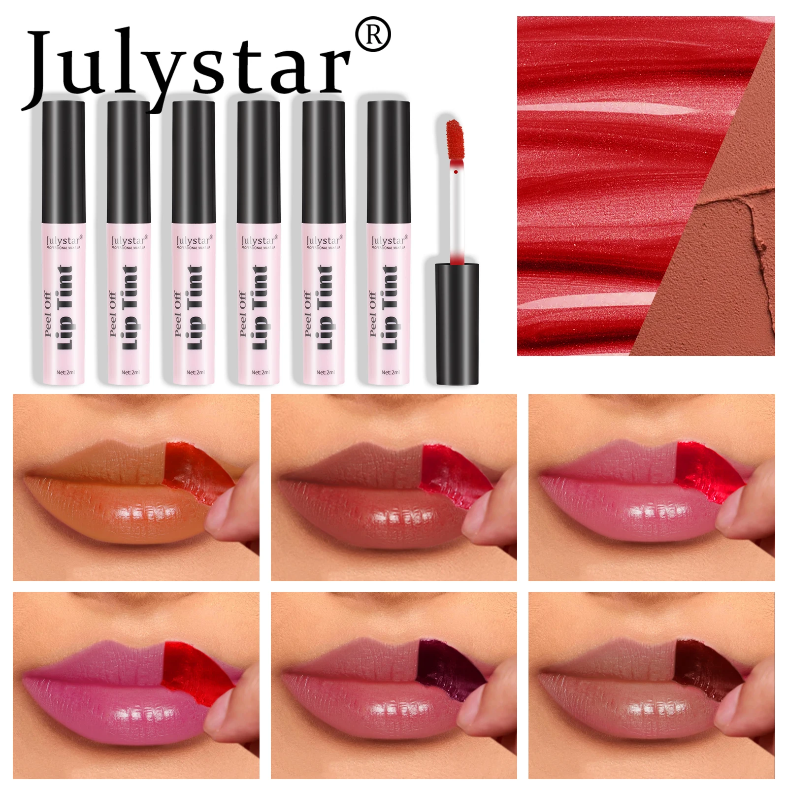 Julystar-lápiz labial para mujer, brillo de labios mate de larga duración, cosméticos, maquillaje de 6 colores, nuevo