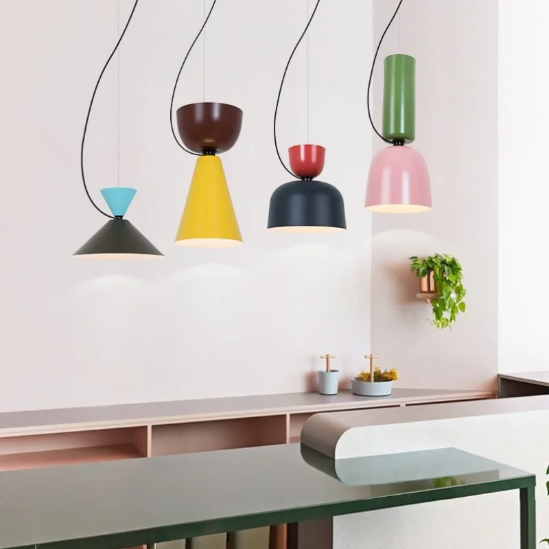 معكرون لون ضوء بسيط الإبداعية غرفة المعيشة ما بعد الحداثة غرفة نوم أباجورة الشمال مطعم غرفة نوم الثريا #3