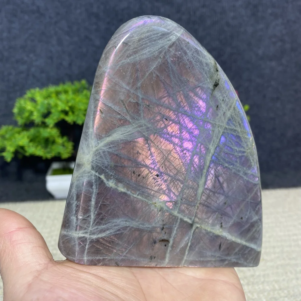 

Natural Purple Light Labradorite Stone Meditation Crystal Gem Reiki Healing Chakra Grinder Decorative Mineral