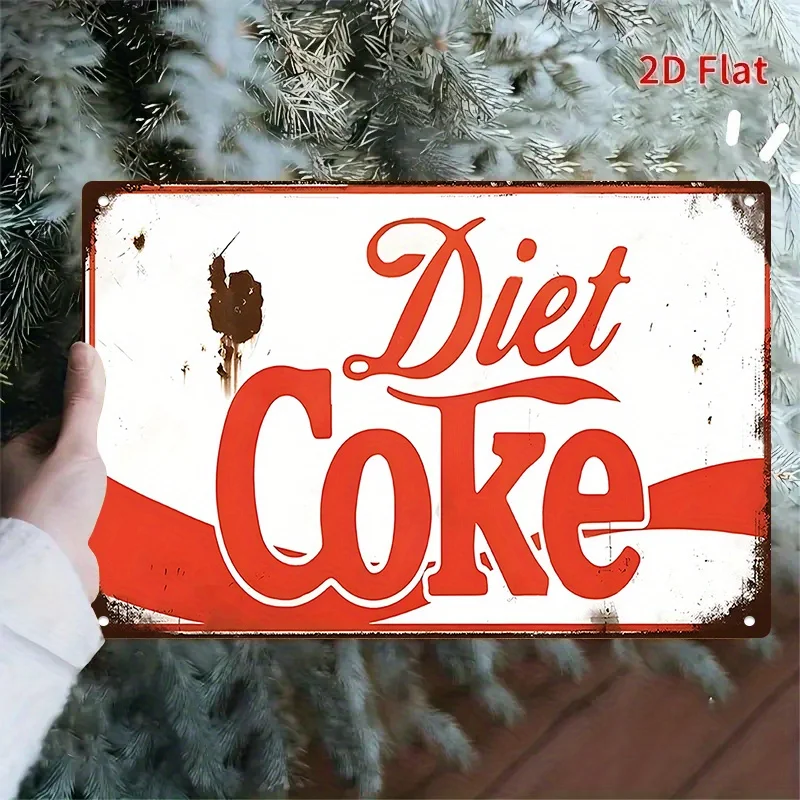 لافتة قصدير معدنية من Death Coke - ملصق إعلاني قديم باللونين الأحمر والأبيض للرجال الكهف والبار والمقهى والجراج وديكور المزرعة Durab