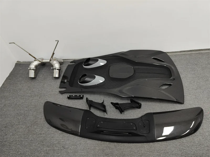 ชุดแต่งคาร์บอนไฟเบอร์สไตล์ 600LT สำหรับ McLaren 540C 570S คาร์บอนไฟเบอร์แห้ง ฝากระโปรงหน้า สปอยเลอร์หลัง ท่อไอเสีย กันชน