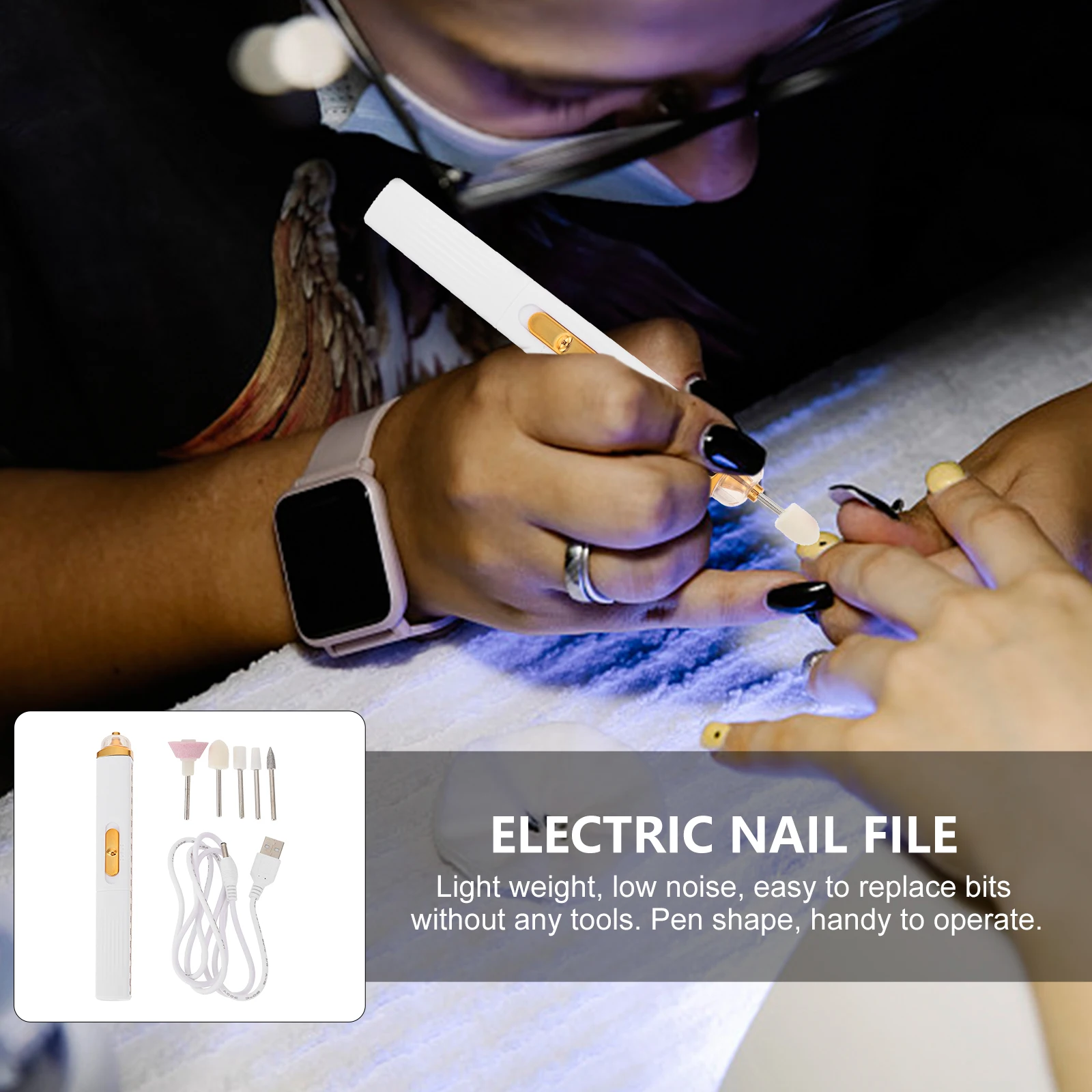 Elektrische Nagelbohrmaschine, leichte Stiftform für natürliche künstliche Nägel, Maniküre, Pediküre, Werkzeug, Schleifen, Polieren