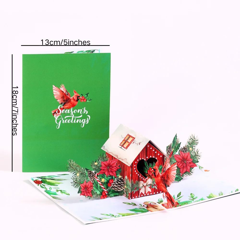 1pc Vintage Christmas Pop-Up Card, Merry Christmas Greeting Card with Massage Card and Envelop, Christmas Tree Santa Snowman