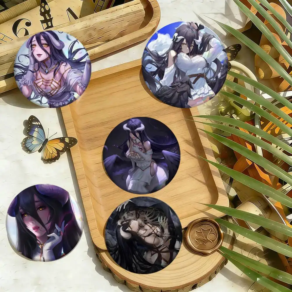 Anime Overlord Albedo Badges 25 32 44 58 75 Mm Round Cosplay Pin Bag Decor Fans Collect Friends Gifts Brooch Souvenir