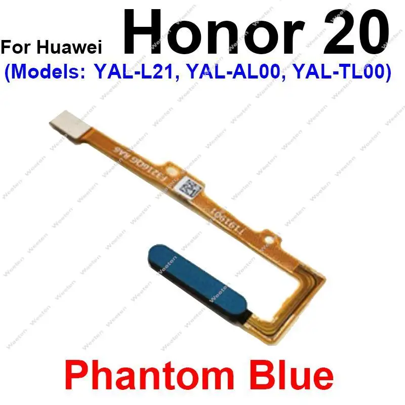 Power Button Fingerprint Sensor For Huawei Honor 20 Lite 20 Pro 20i 20S Home Key FingerPrint Sensor Connecting Flex Cable Parts