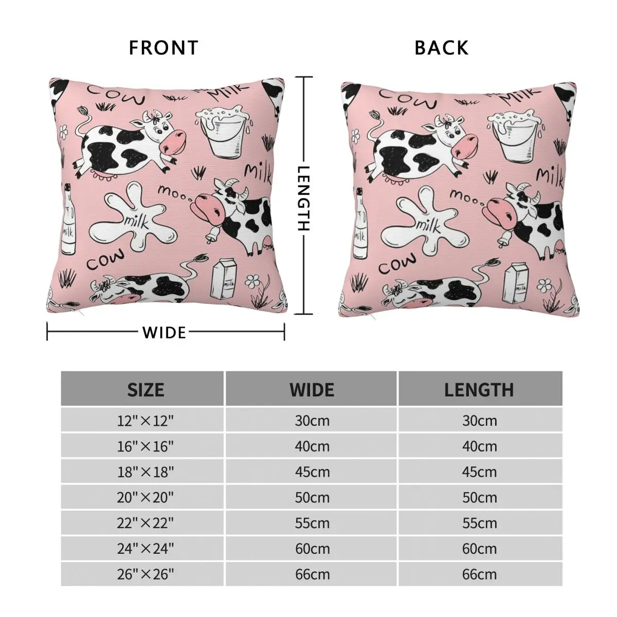 Cow Print Farm Animal Flower Theme Square Pillowcase Cushion Cover Pillow Case Throw Pillow Cover for Home Bedroom Car