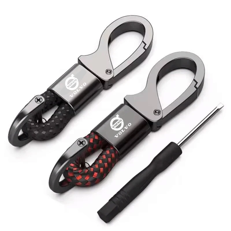 Car Zinc Alloy Keychain Braided Rope Metal Key Ring For Volvo XC90 XC60 V50 S60 V70 V60 V40 S90 olestar AWD XC40 S80 T6 V90