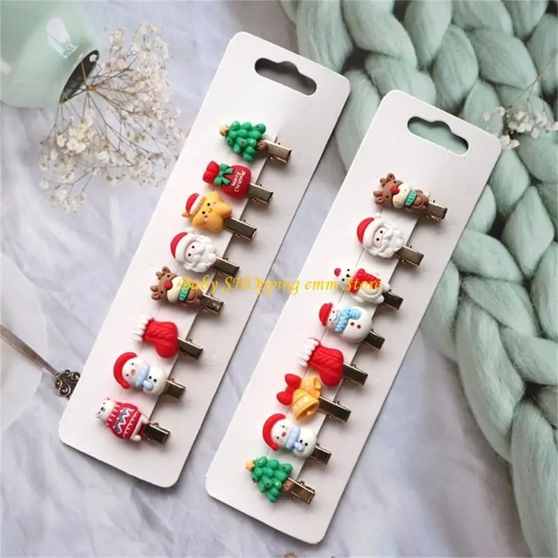 

23GD Christmas Children's Hair Clips Gift Santa Hair Pin Kids Student Girls Headwear Hair Bangs Hairclip Set