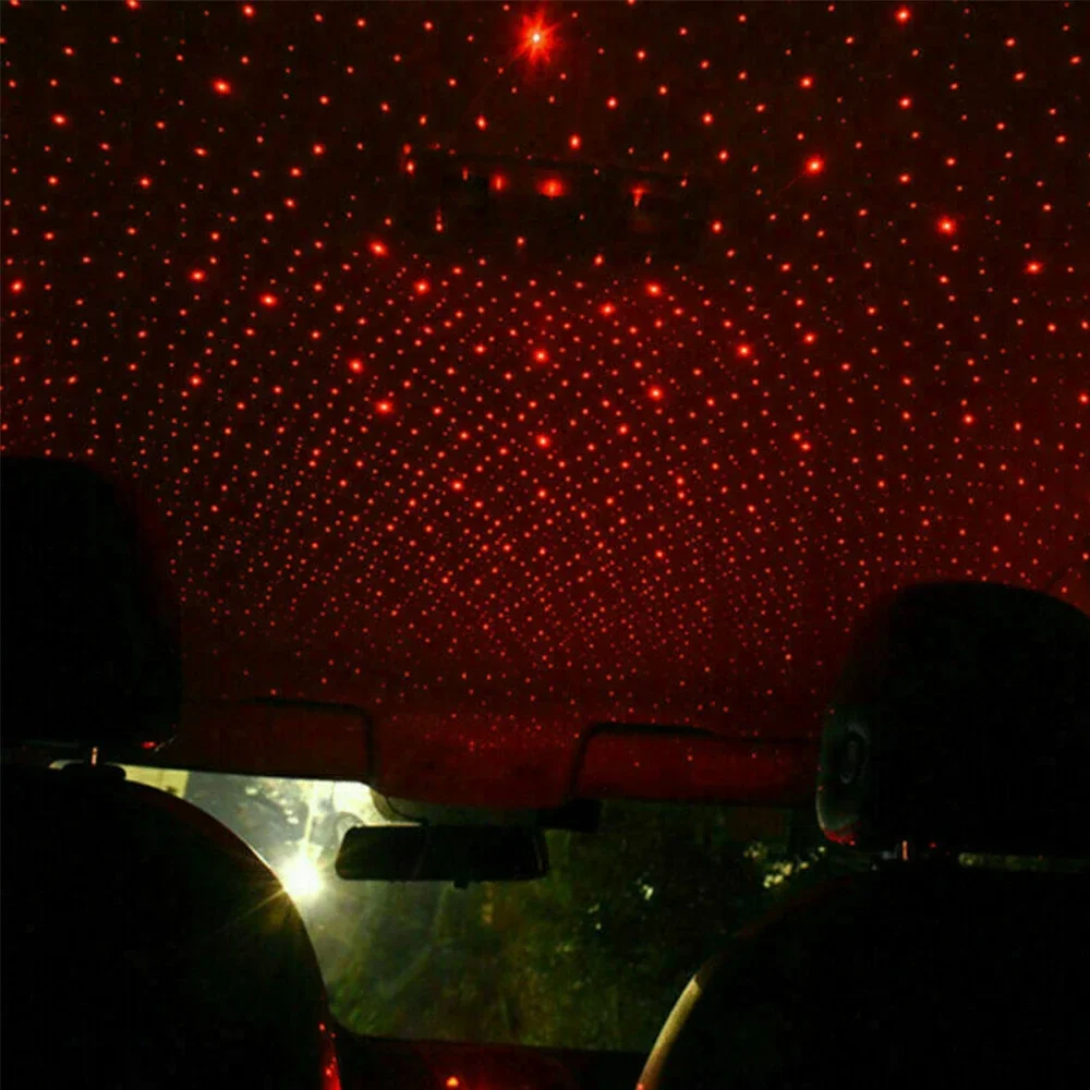 Romantic LED Car Roof Star Night Light USB Starry Sky Projector Atmosphere Galaxy Lamp Adjustable Car Interior Decorative Light